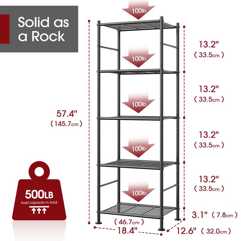 5-Tier Heavy Duty Metal Storage Shelving Unit